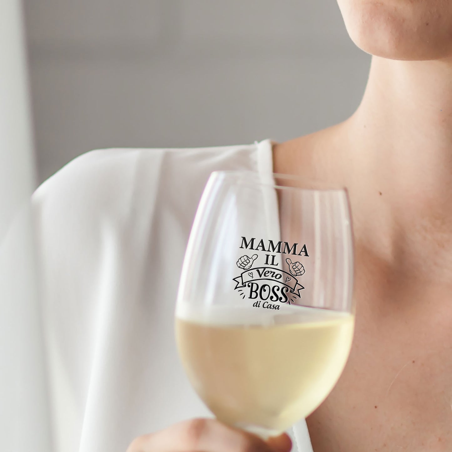 Mamma il vero boss di casa - Calice da Vino Personalizzato