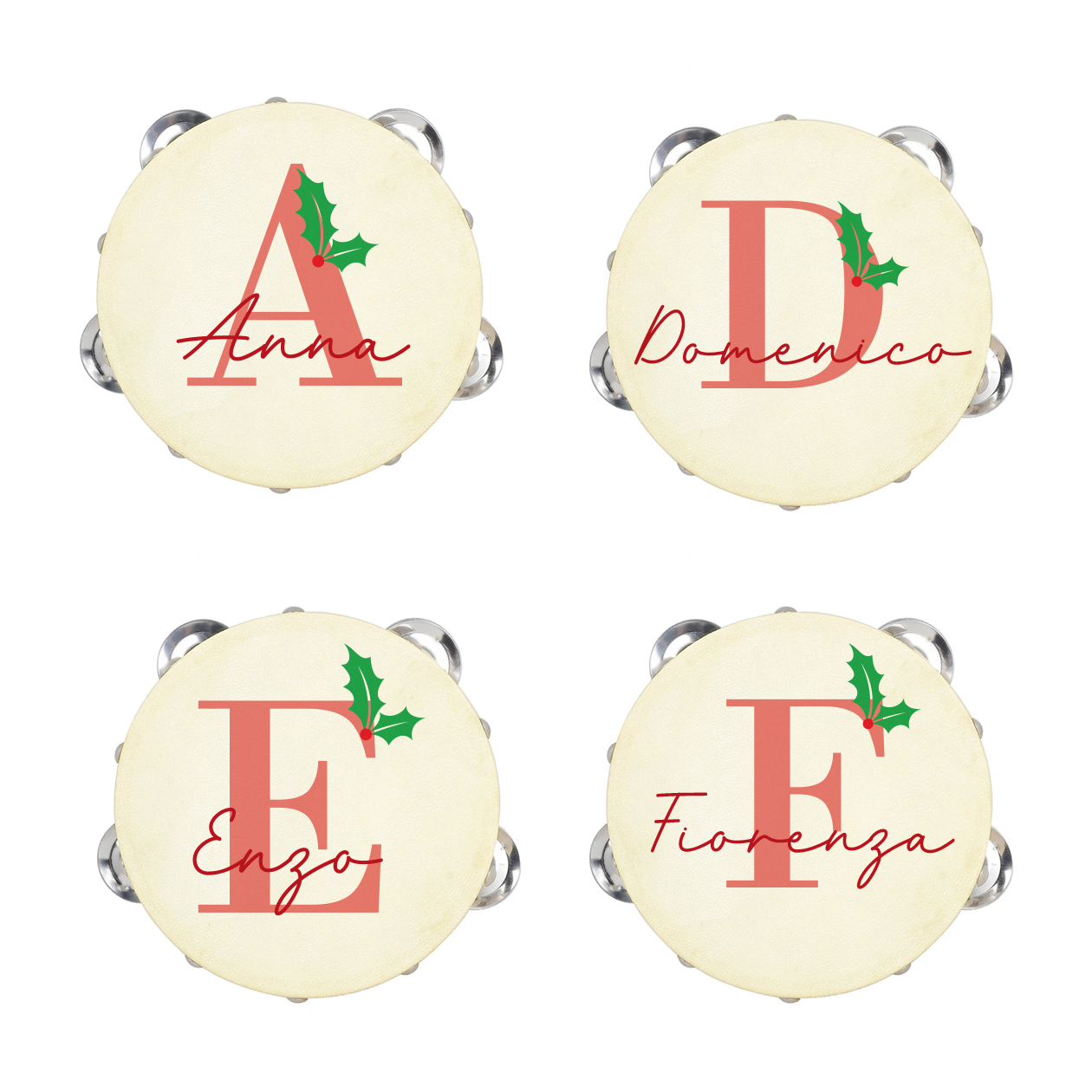 Elegant Name - Set da 10 Tamburelli - personalizzati con nomi e iniziali