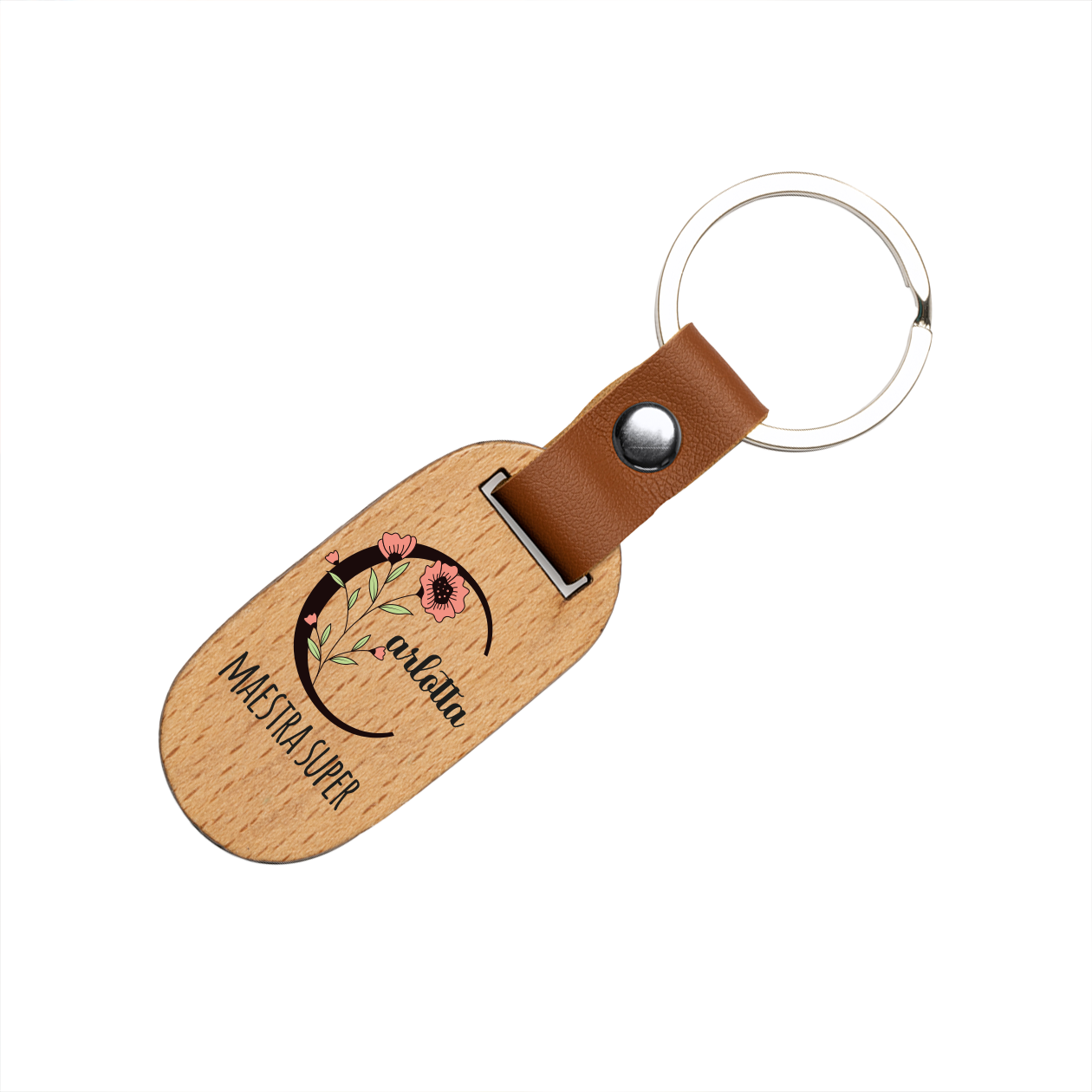 Maestra super - Portachiavi in Legno - personalizzato con nome