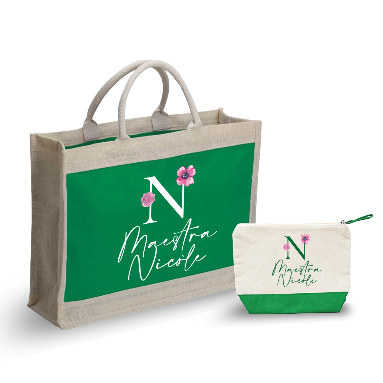 Maestra Rose - Combo: Borsa mare + Pochette - personalizzata con nome