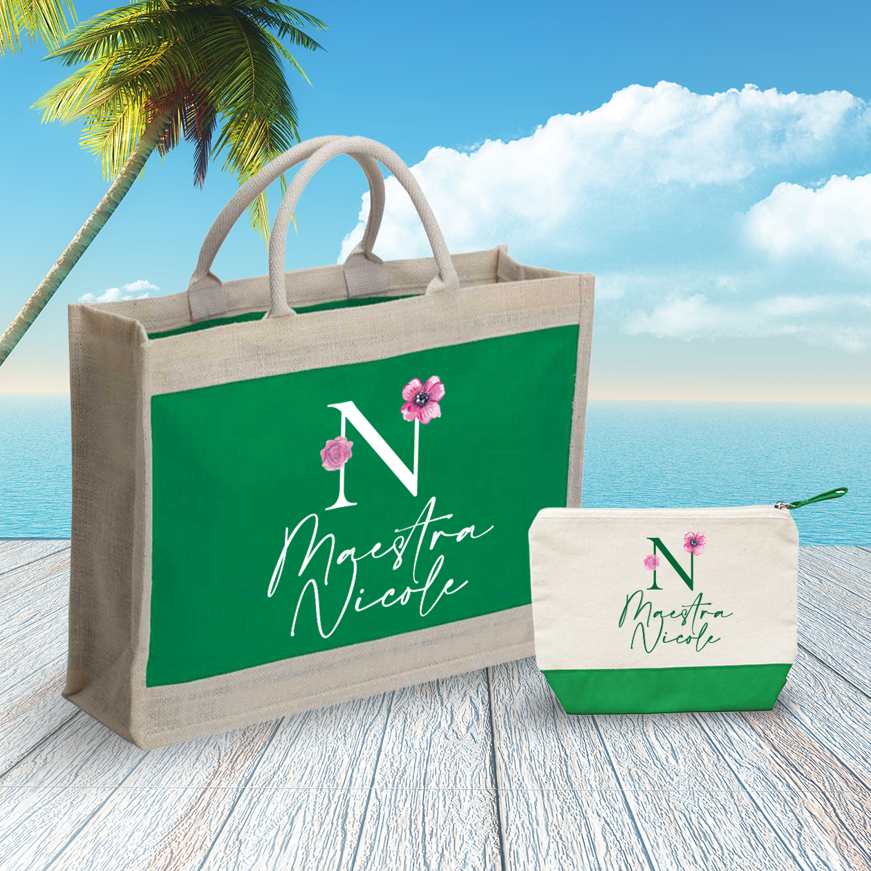 Maestra Rose - Combo: Borsa mare + Pochette - personalizzata con nome