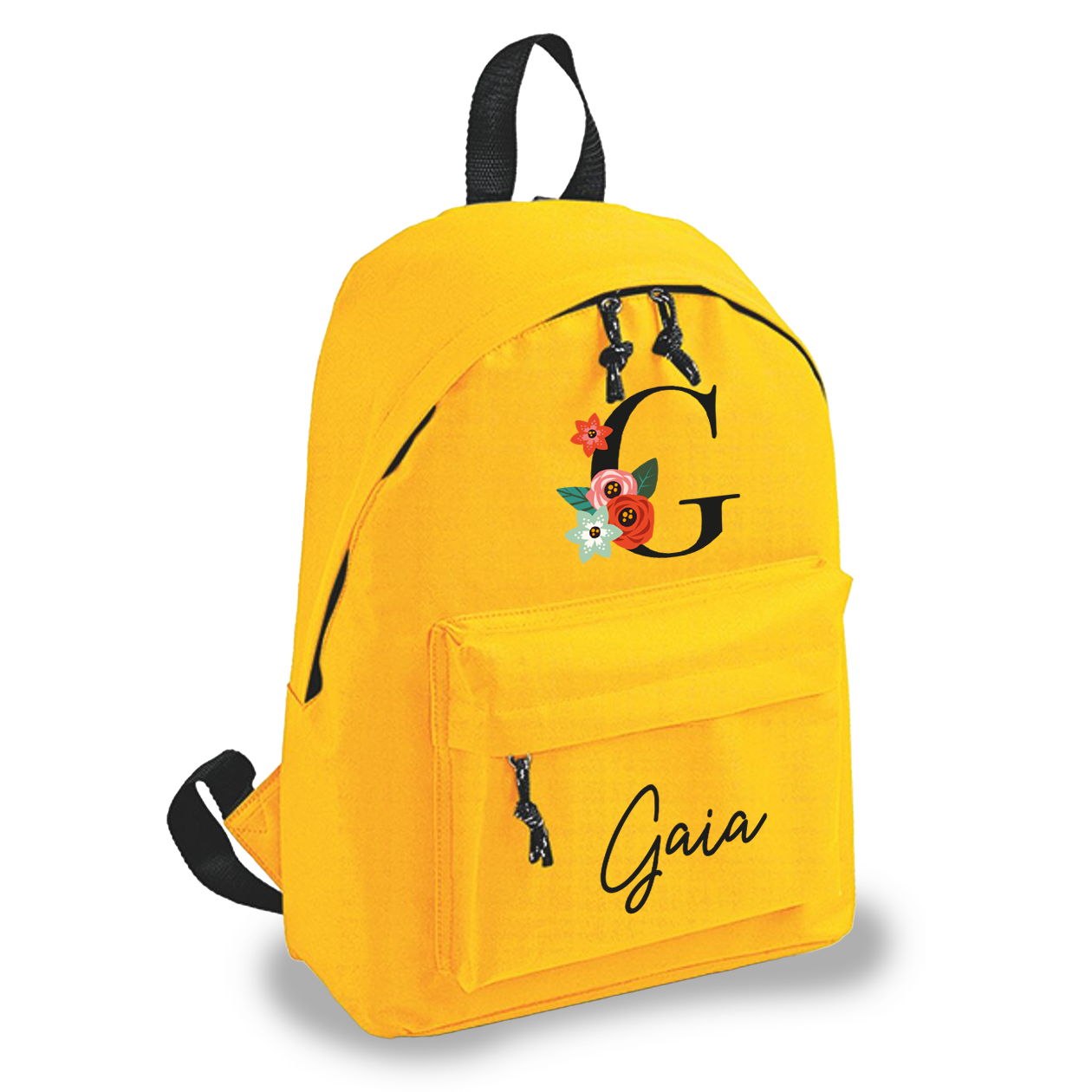 Flower classic name - zaino scuola - personalizzato con nome e iniziale
