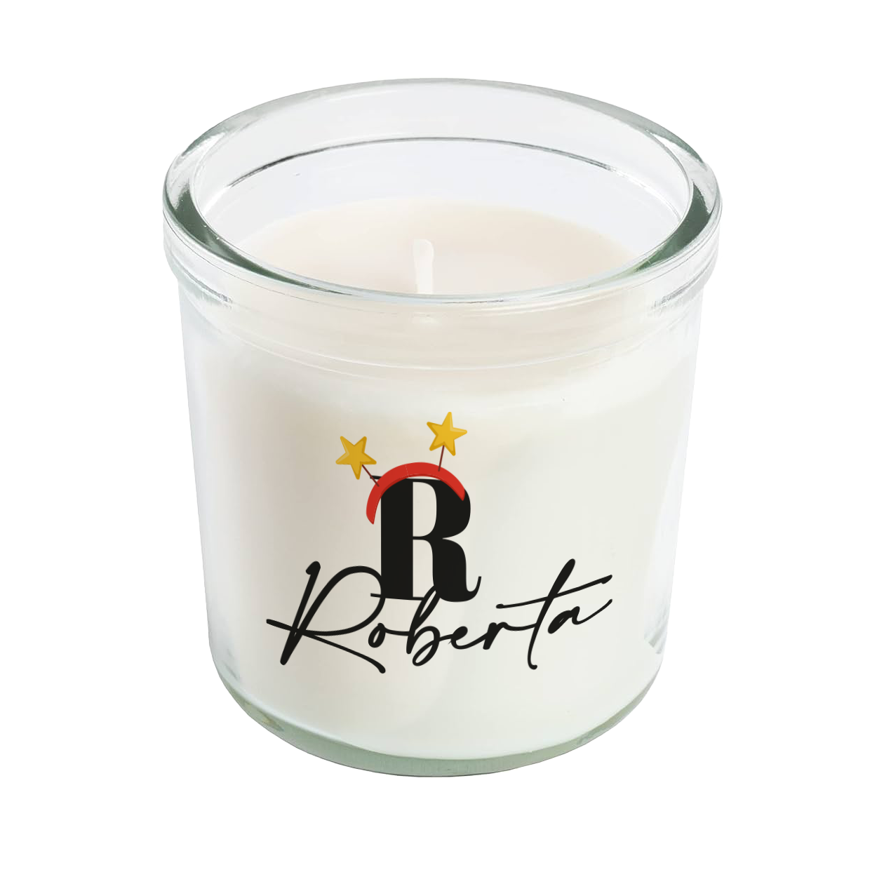 Name star - Candela profumata in vetro con Stampa - personalizzata con nome