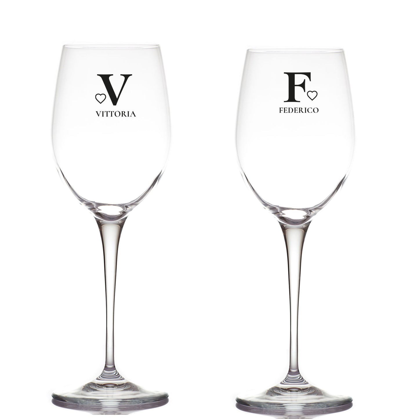 Name Heart - Coppia di Calici - personalizzati con nome e iniziali