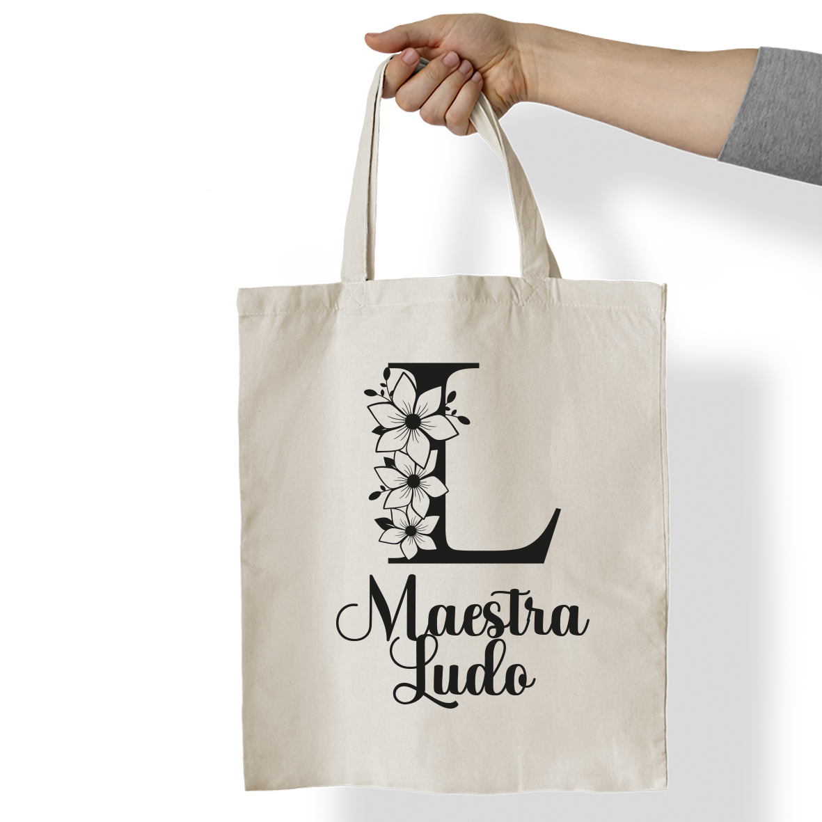 Maestra flower - Borsa Mare - idea regalo maestra - personalizzata con nome e iniziale