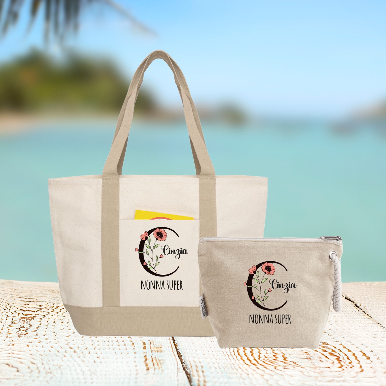 Nonna super - borsa mare & Pochette - Combo - personalizzata con nome