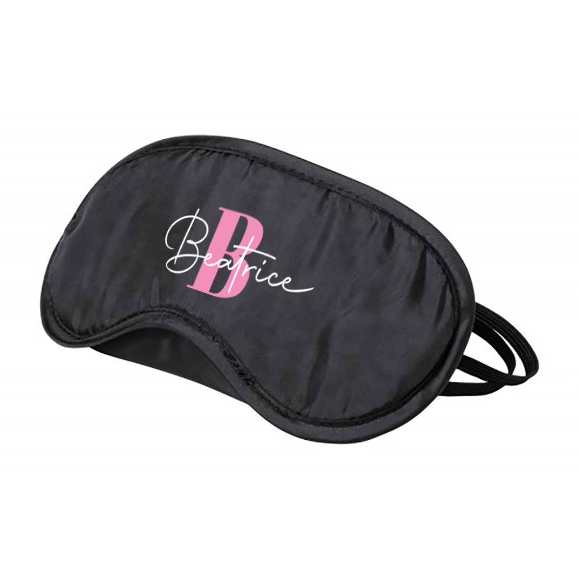 Name - Maschera da viaggio oscurante nera con stampa personalizzata elastico regolabile Idea Regalo - personalizzata con nome e iniziale