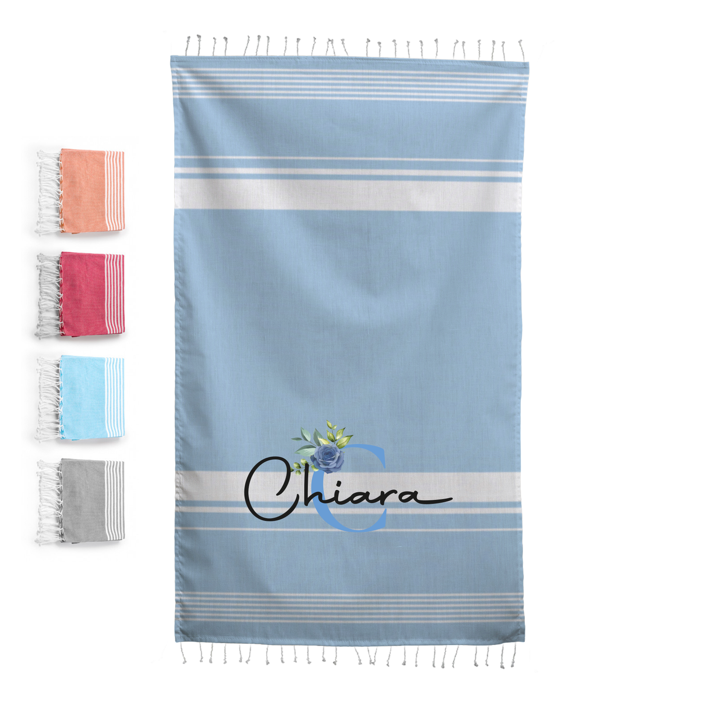 Blue flower - Telo Mare personalizzata con nome