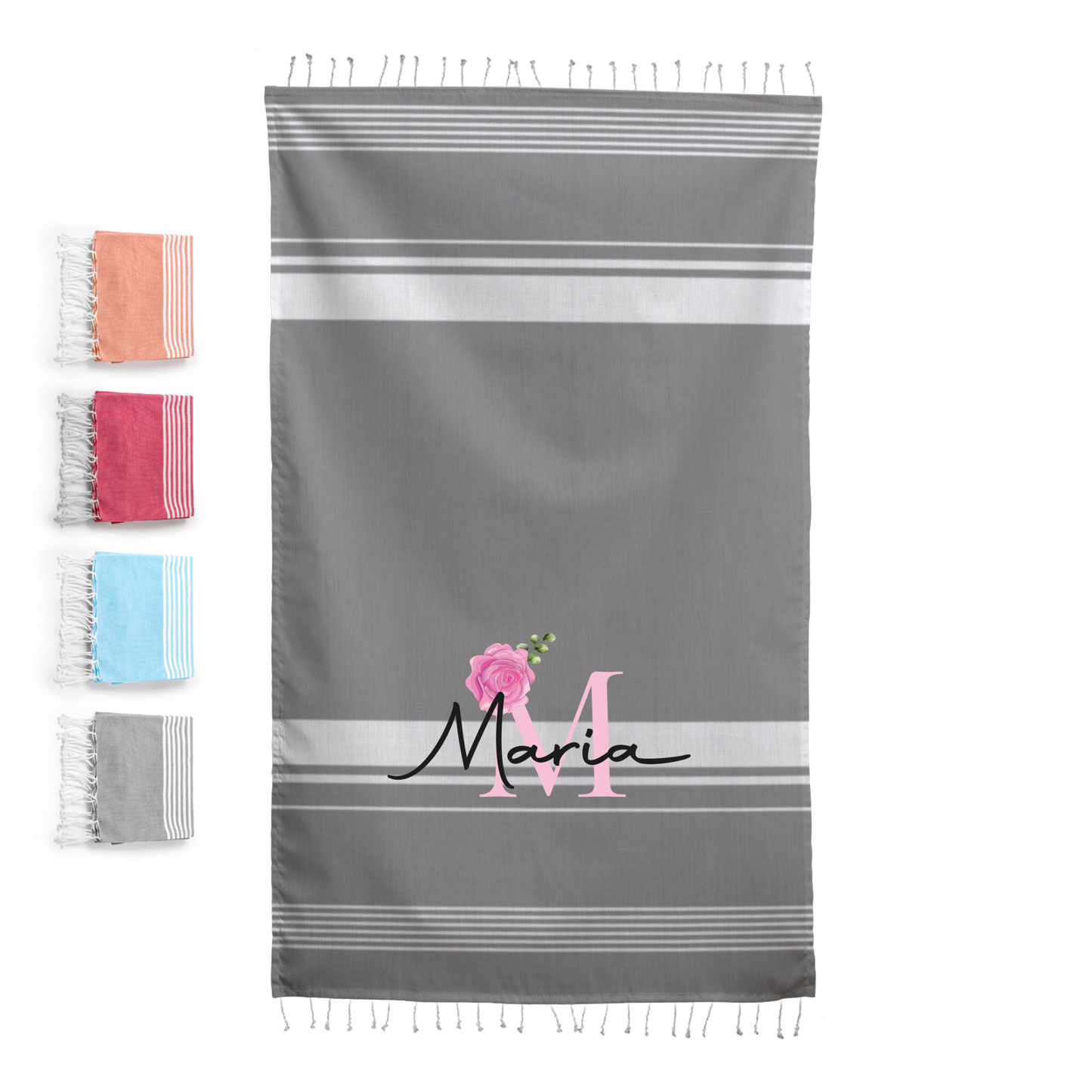 Pink flower - Telo Mare personalizzata con nome