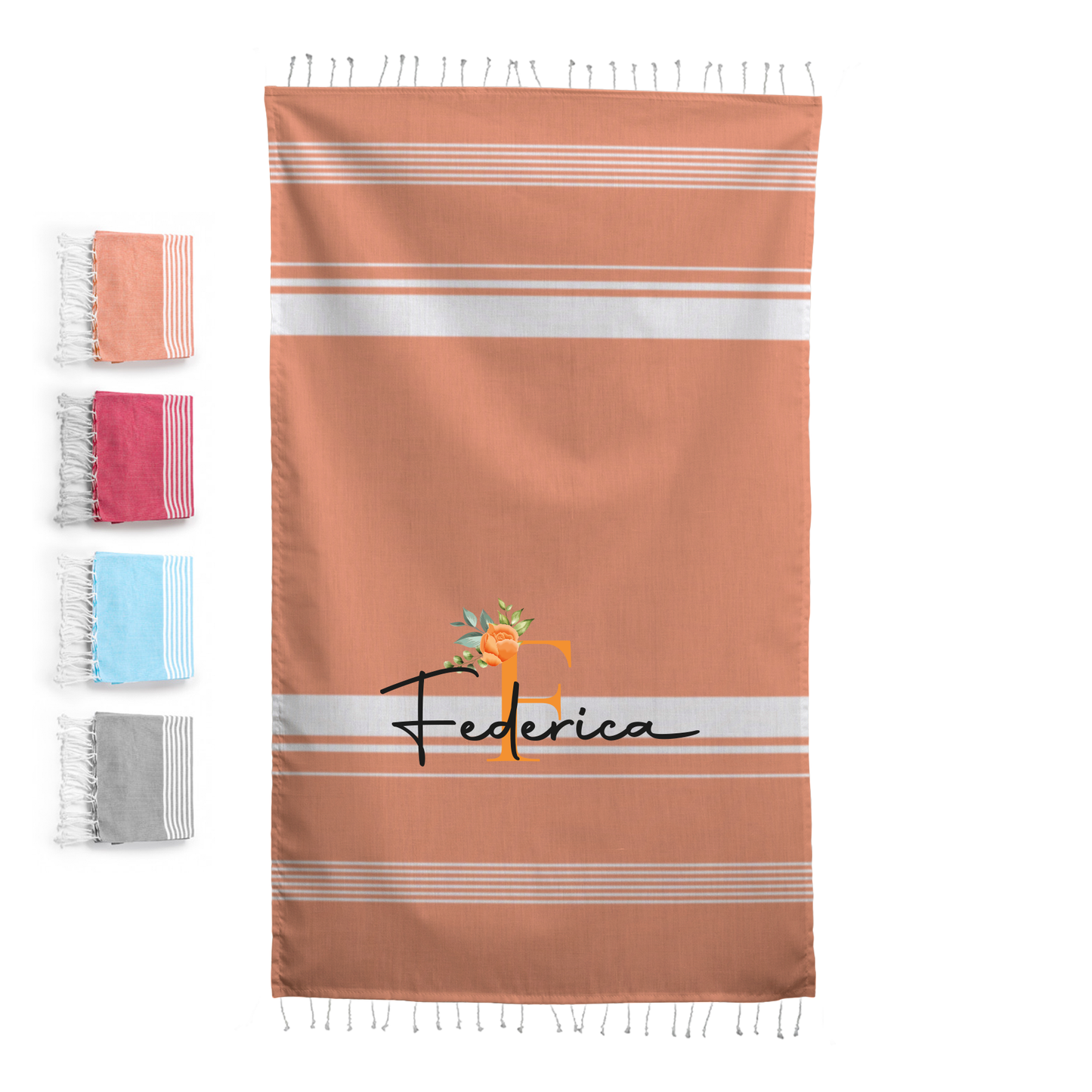 Orange flower - Telo Mare personalizzata con nome