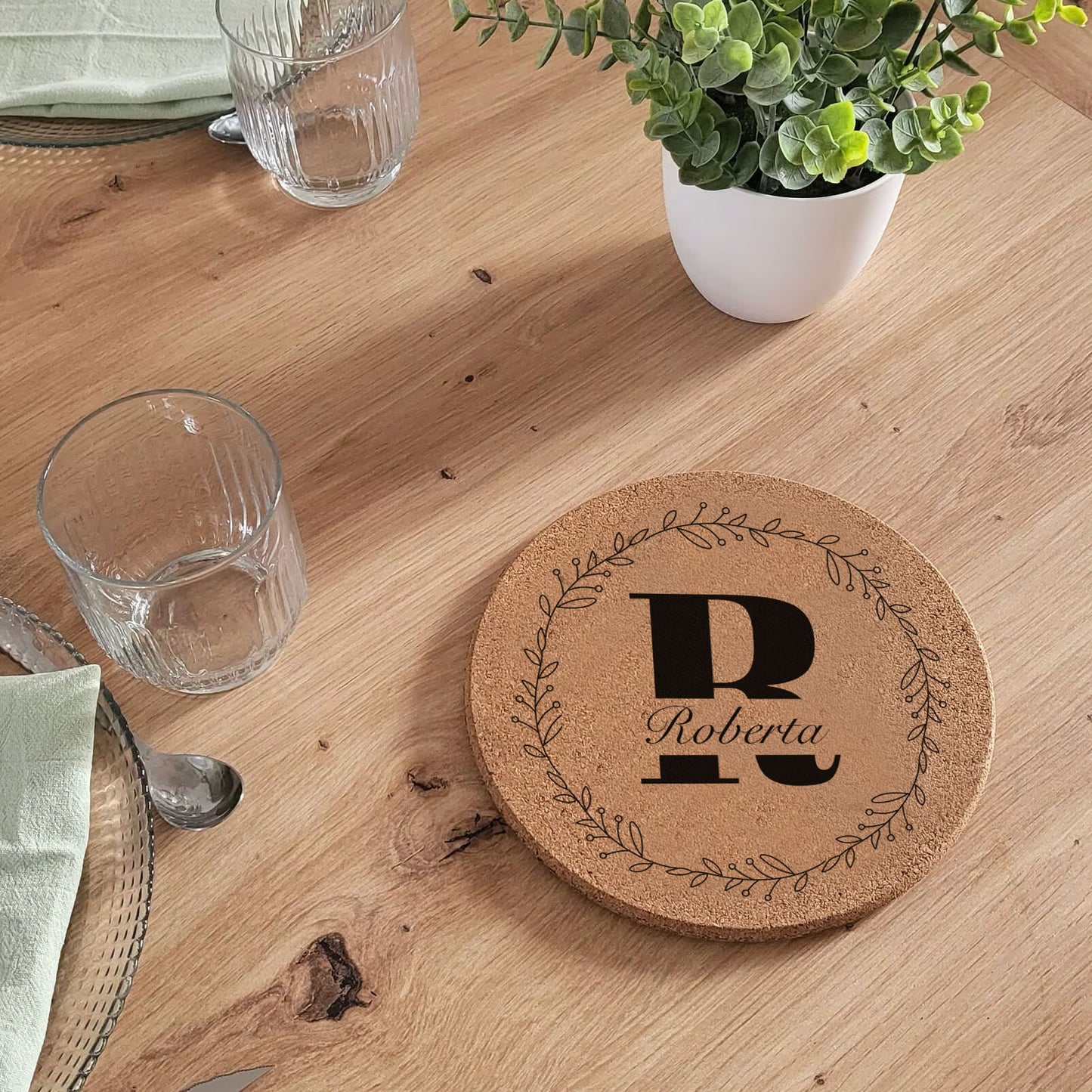 3 Names - Set da 3 pezzi Sottopentola in sughero naturale 19cm