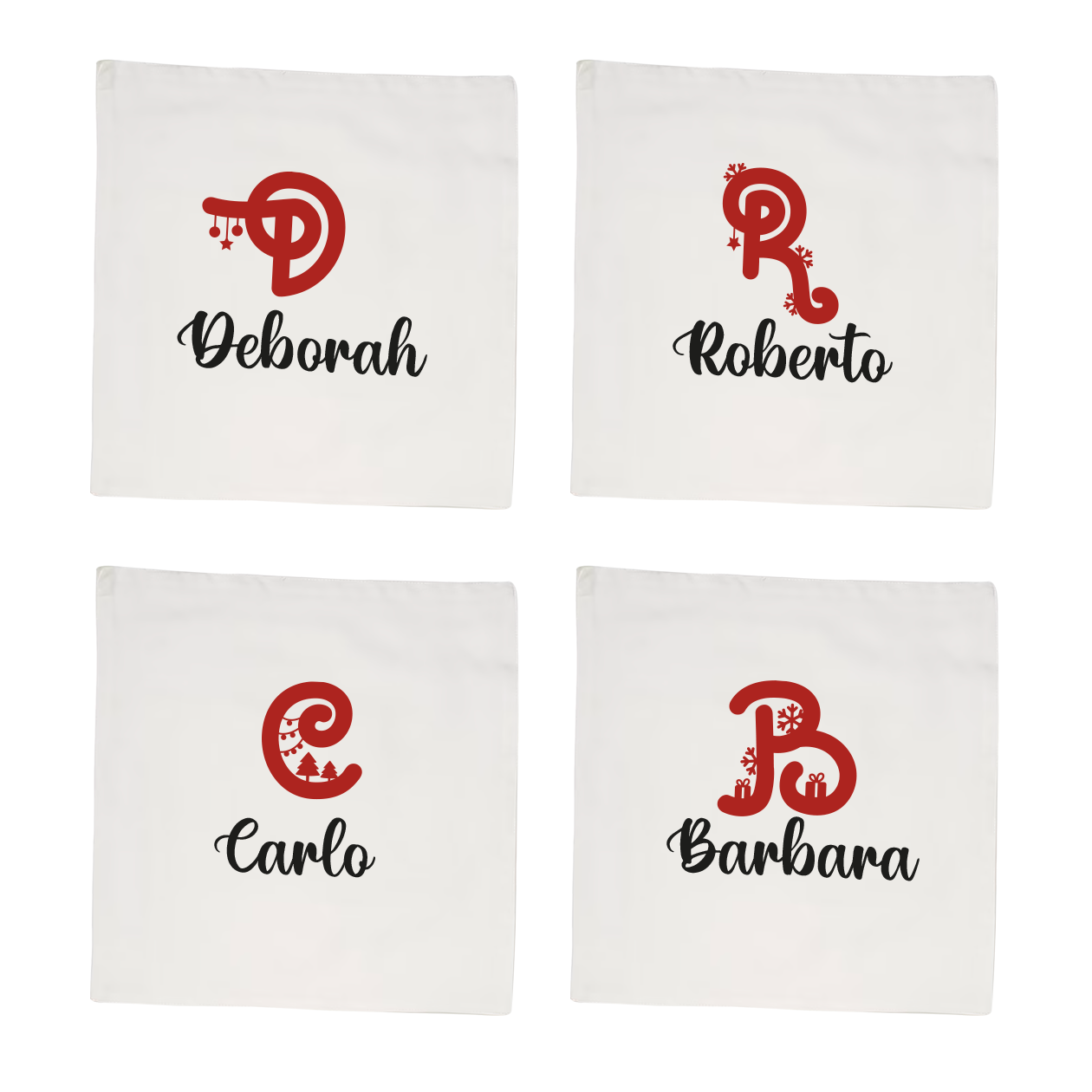 Christmas Names - Set 4 tovaglioli - personalizzato con nomi