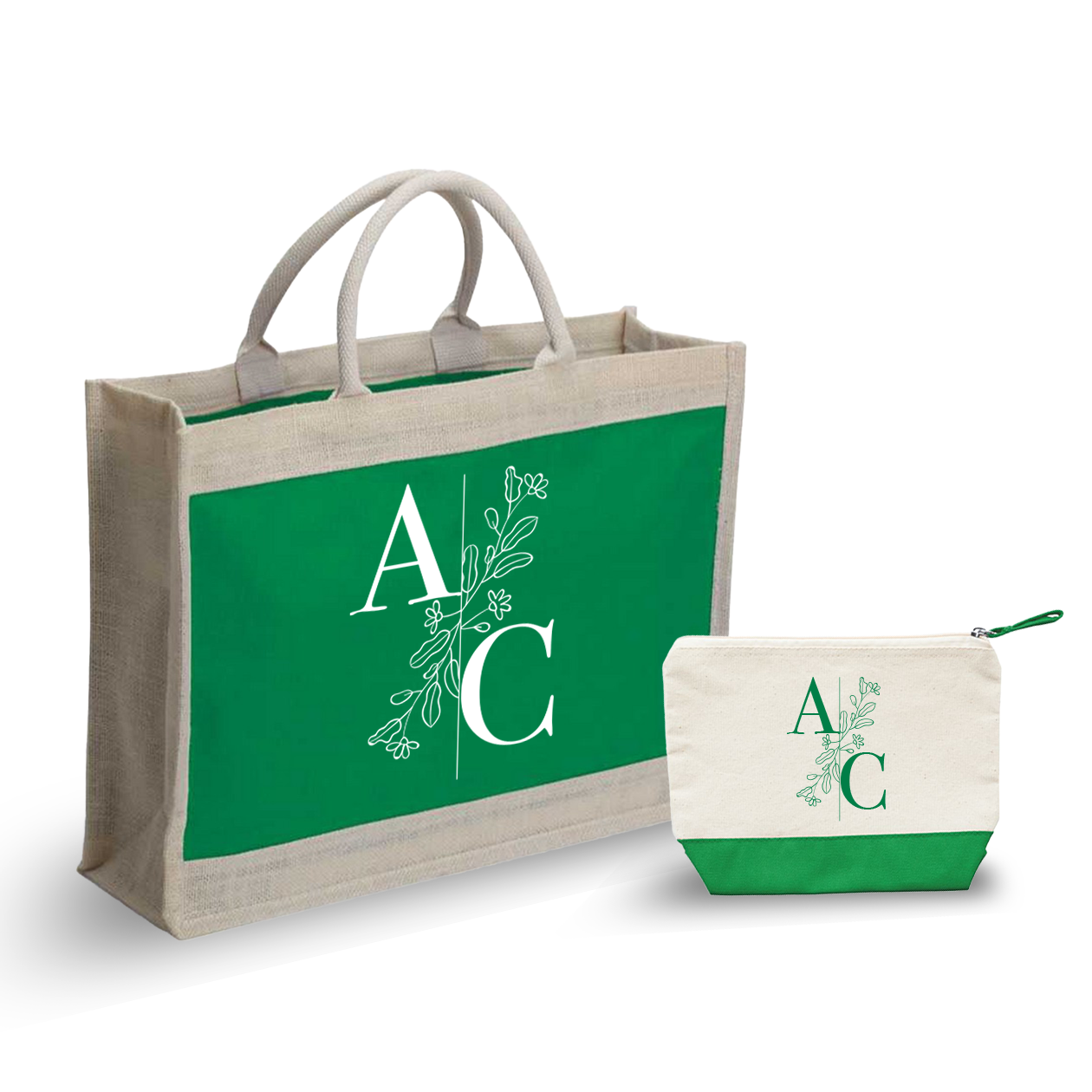 Iniziali line - Combo: Borsa mare + Pochette - personalizzata con iniziali