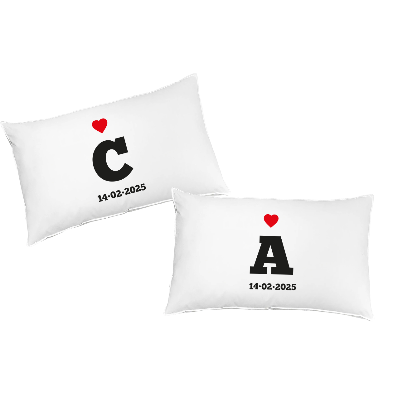 Letters Heart - Coppia Federe - personalizzata con iniziali