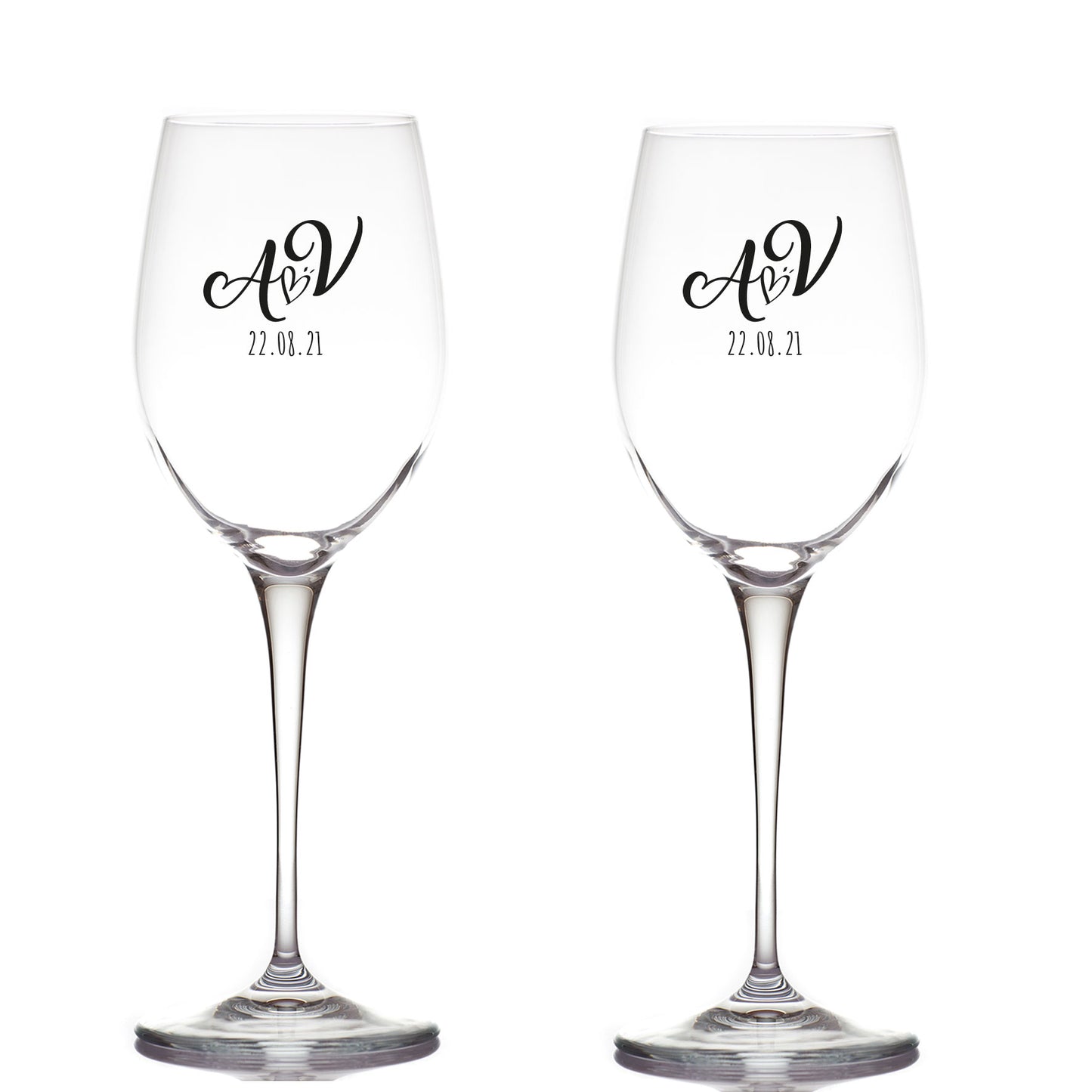 Date of love - Coppia di Calici - personalizzati con iniziali e data