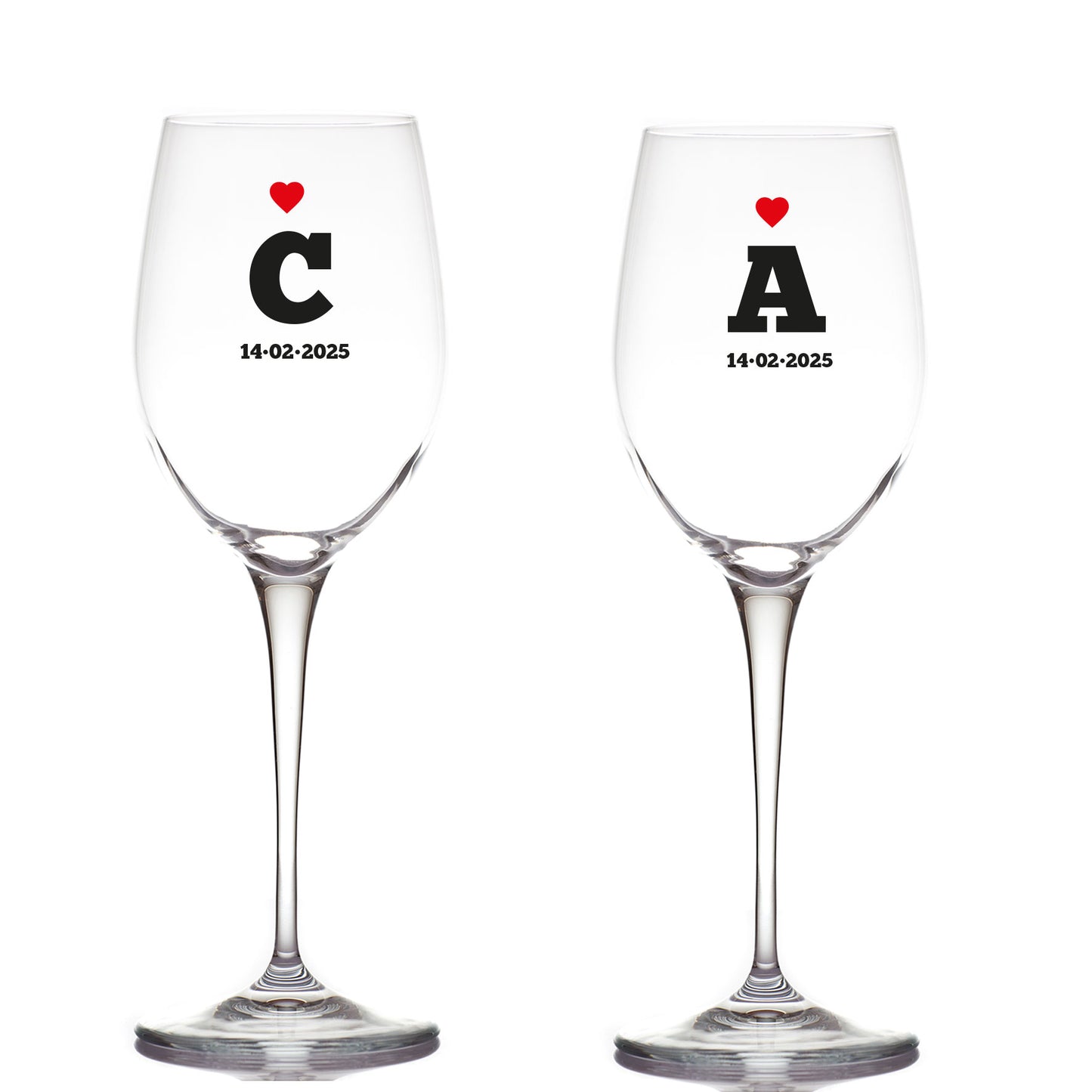 Date Love - Coppia di Calici - personalizzati con iniziali