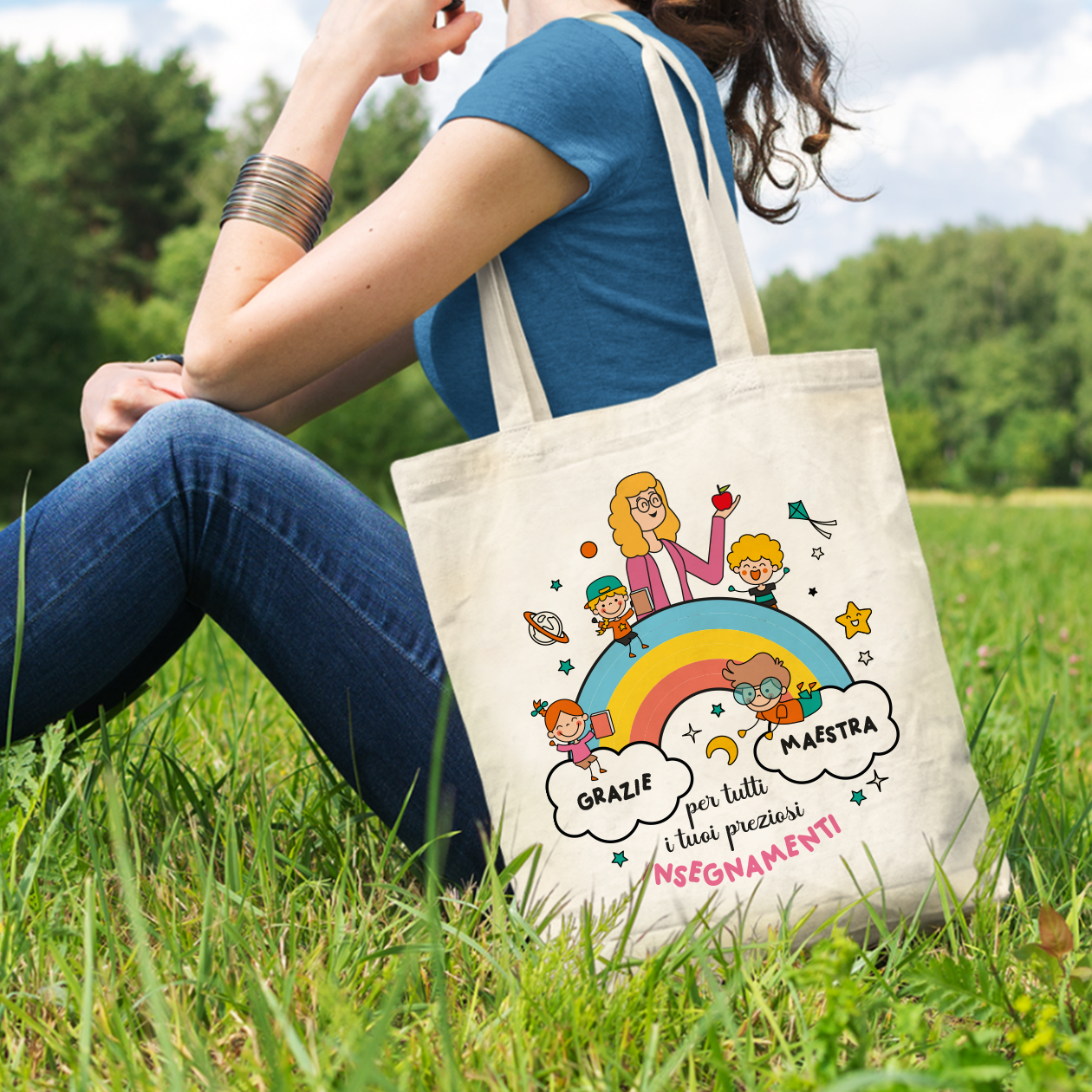 Grazie Maestra per i tuoi insegnamenti - Shopper In Cotone