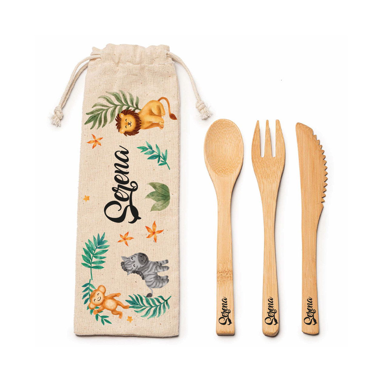 Savana - Posate in legno - personalizzate con nome