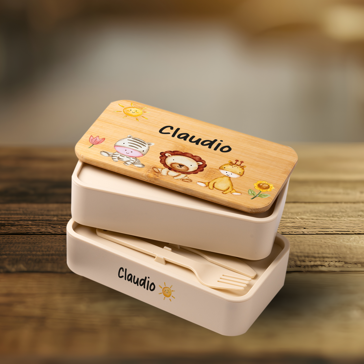 Savana - Scatola per il pranzo - personalizzato con nome