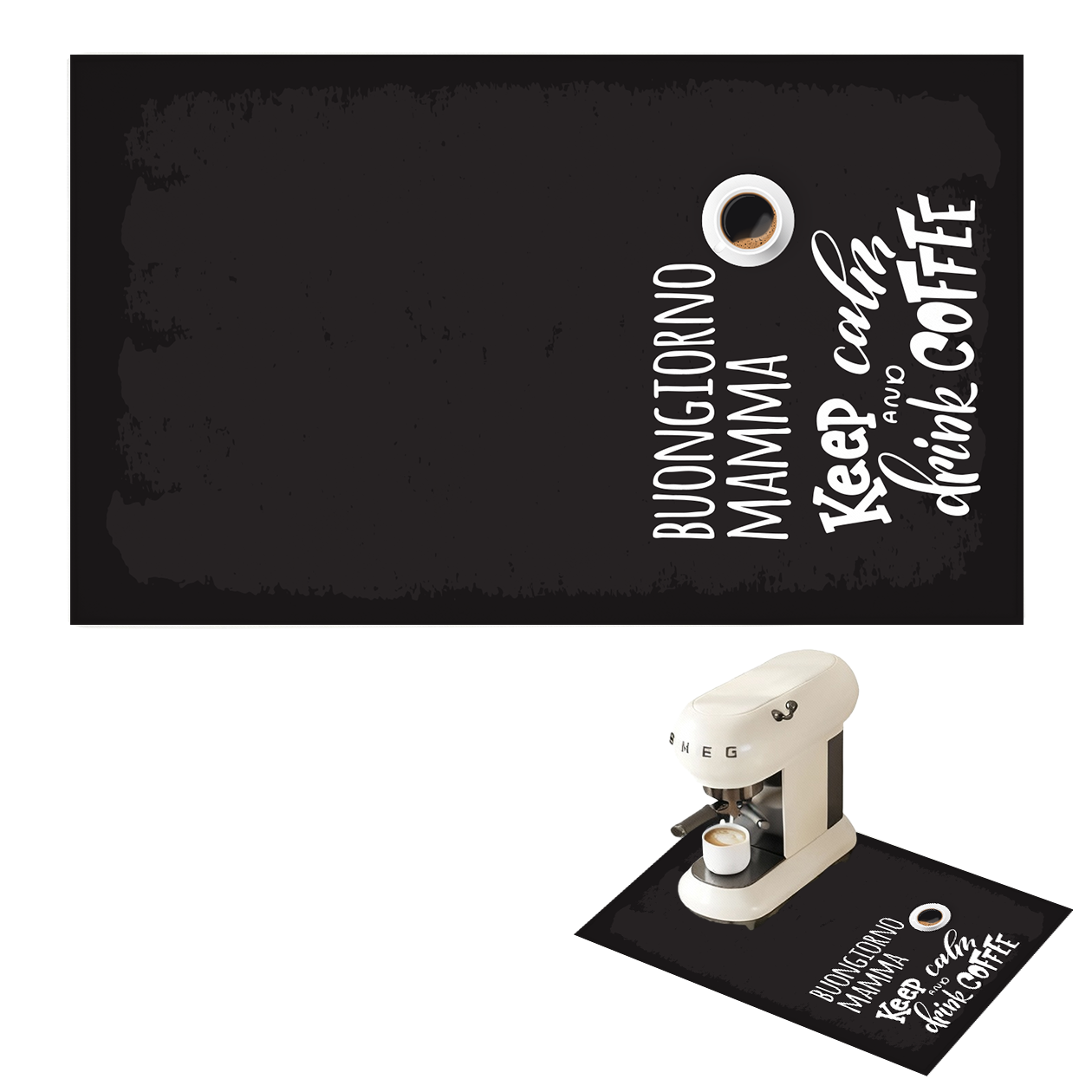 Buongiorno Mamma - Tappetino per Macchina del caffè con Retro in Gomma Tappeto 30x40cm