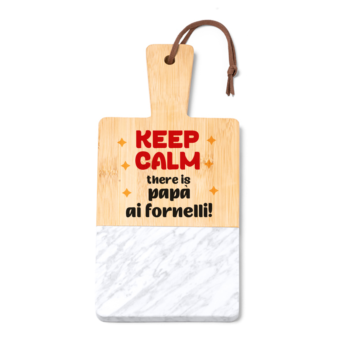 Papà ai fornelli - Tagliere in marmo e bamboo naturale
