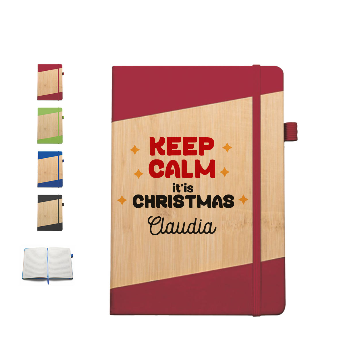 Keep Calm it's Christmas - Block Notes in PU a righe - personalizzato con nome