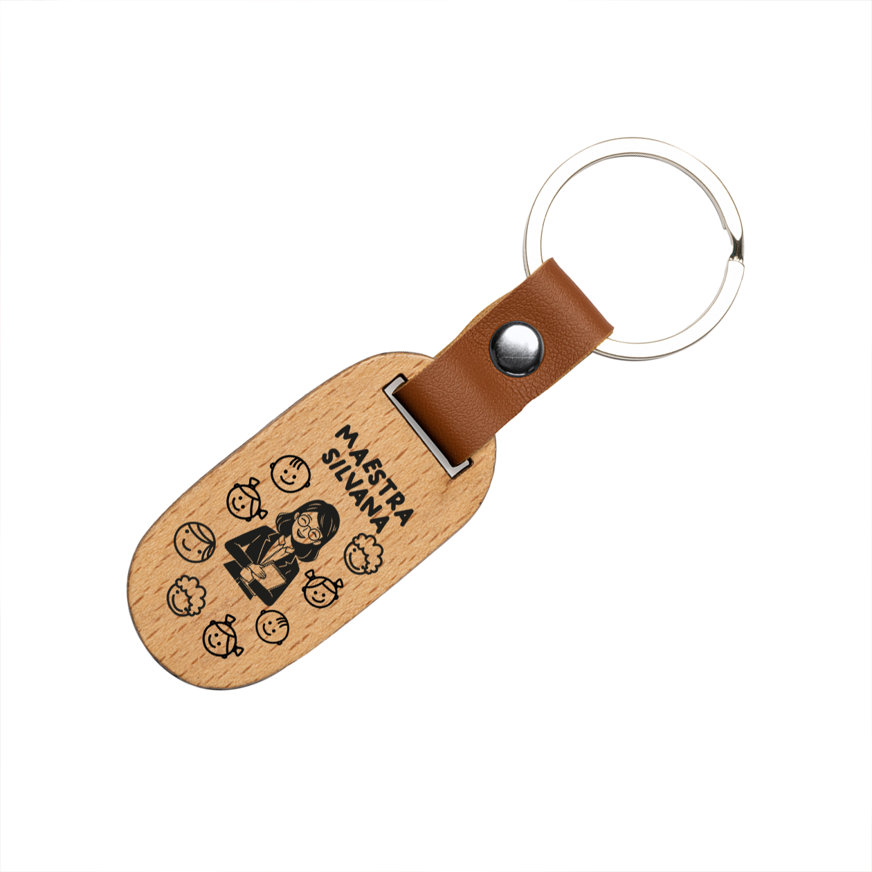 Maestra e alunni - Portachiavi in Legno - personalizzato con nome