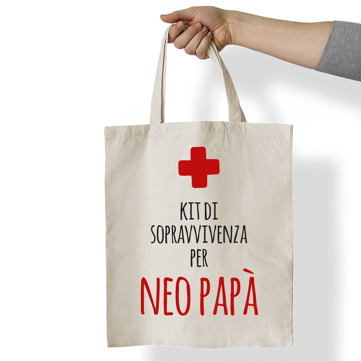 Kit di sopravvivenza per neo papà - Shopper In Cotone