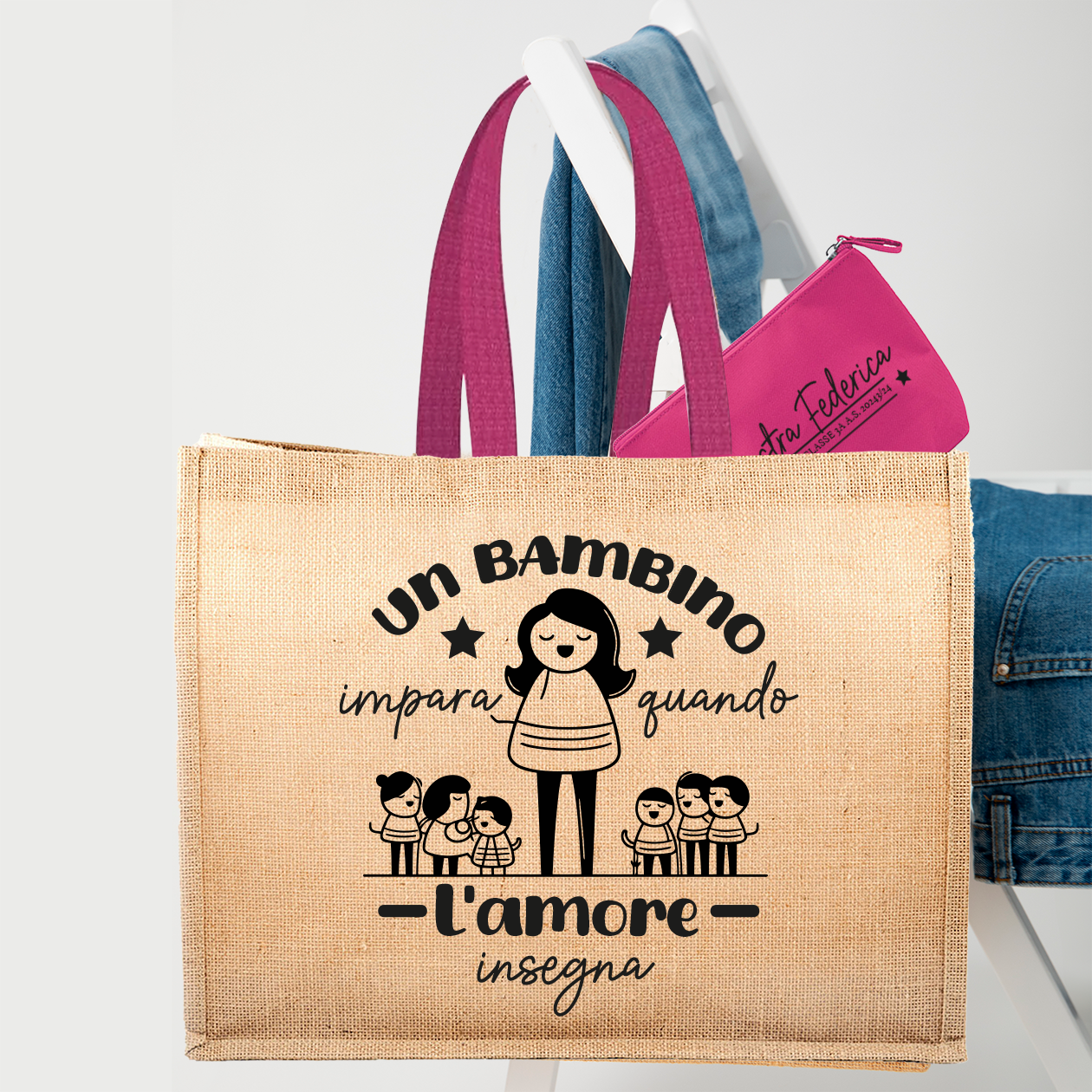 Un bambino impara quando l'amore insegna - Borsa mare & Pochette - Combo