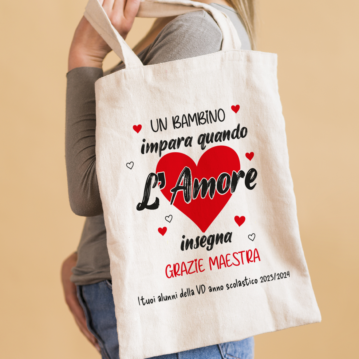 Un bambino impara quando l'amore insegna - Shopper In Cotone