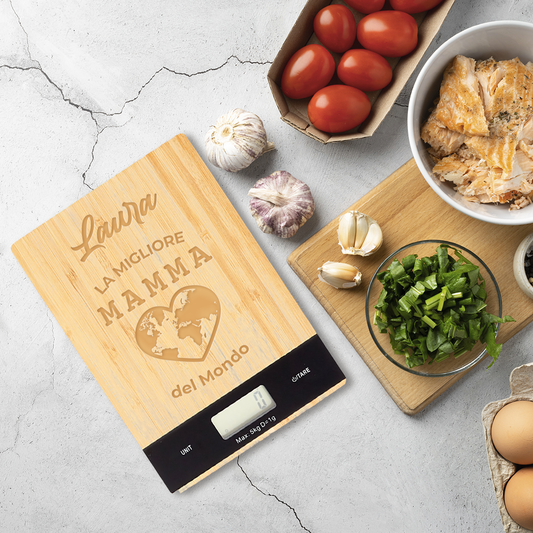 La migliore mamma del mondo - Bilancia Da Cucina Digitale con incisione personalizzata con nome