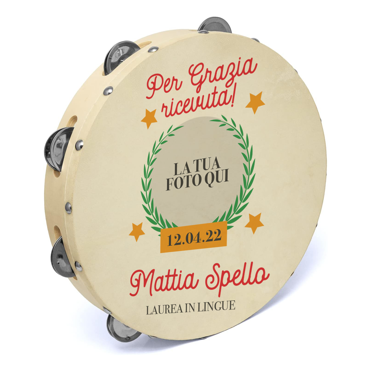 Per grazia ricevuta - Set da 10 Tamburelli - personalizzati