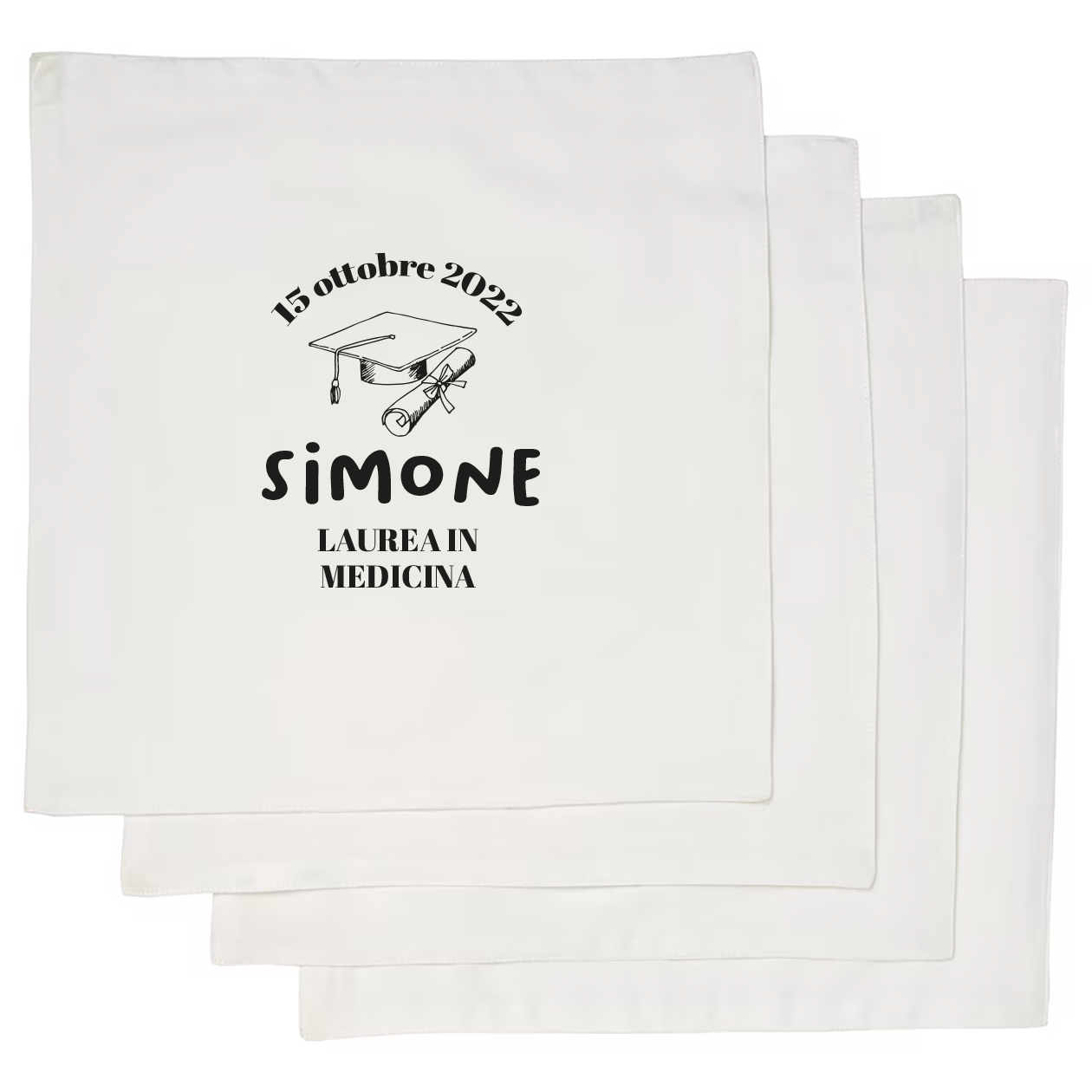 Laurea - Set 4 tovaglioli - personalizzato