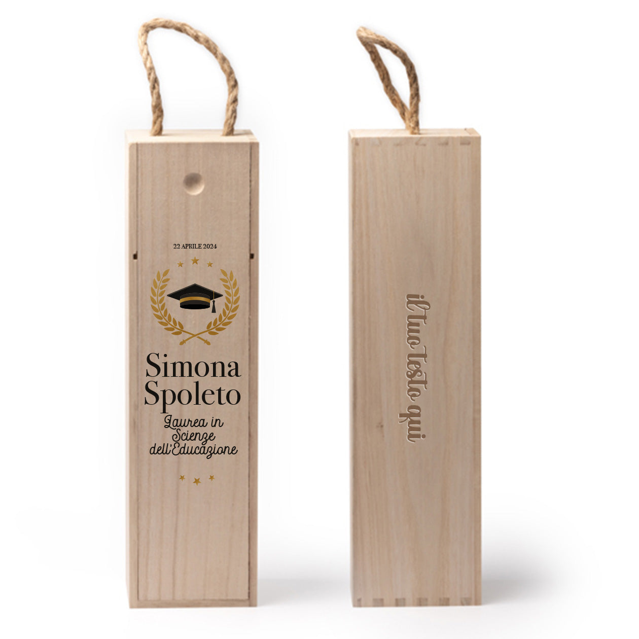 Laurea stelle - portabottiglia in legno - personalizzato