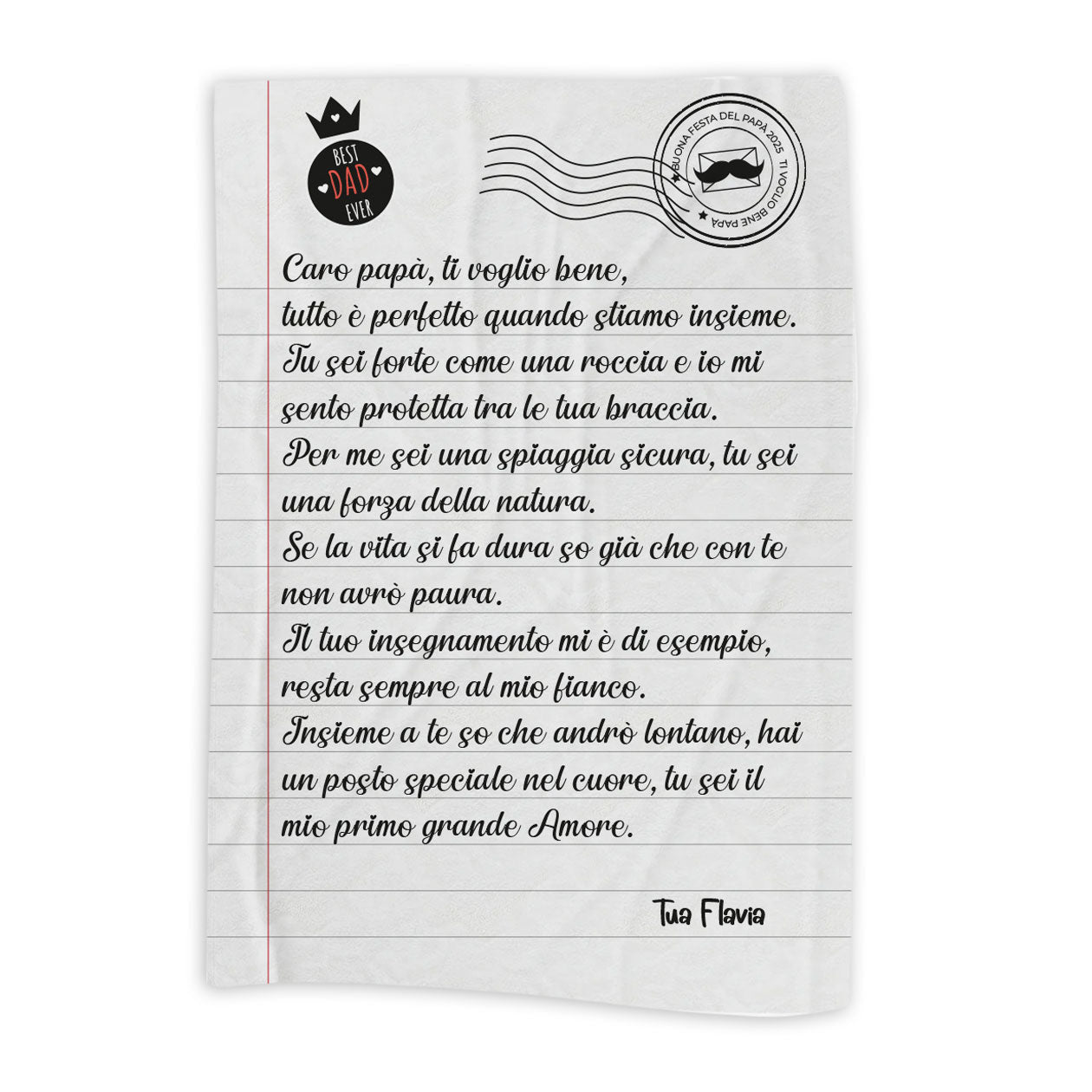 Best dad ever - coperta Idea Regalo Festa del Papà - personalizzata con frase