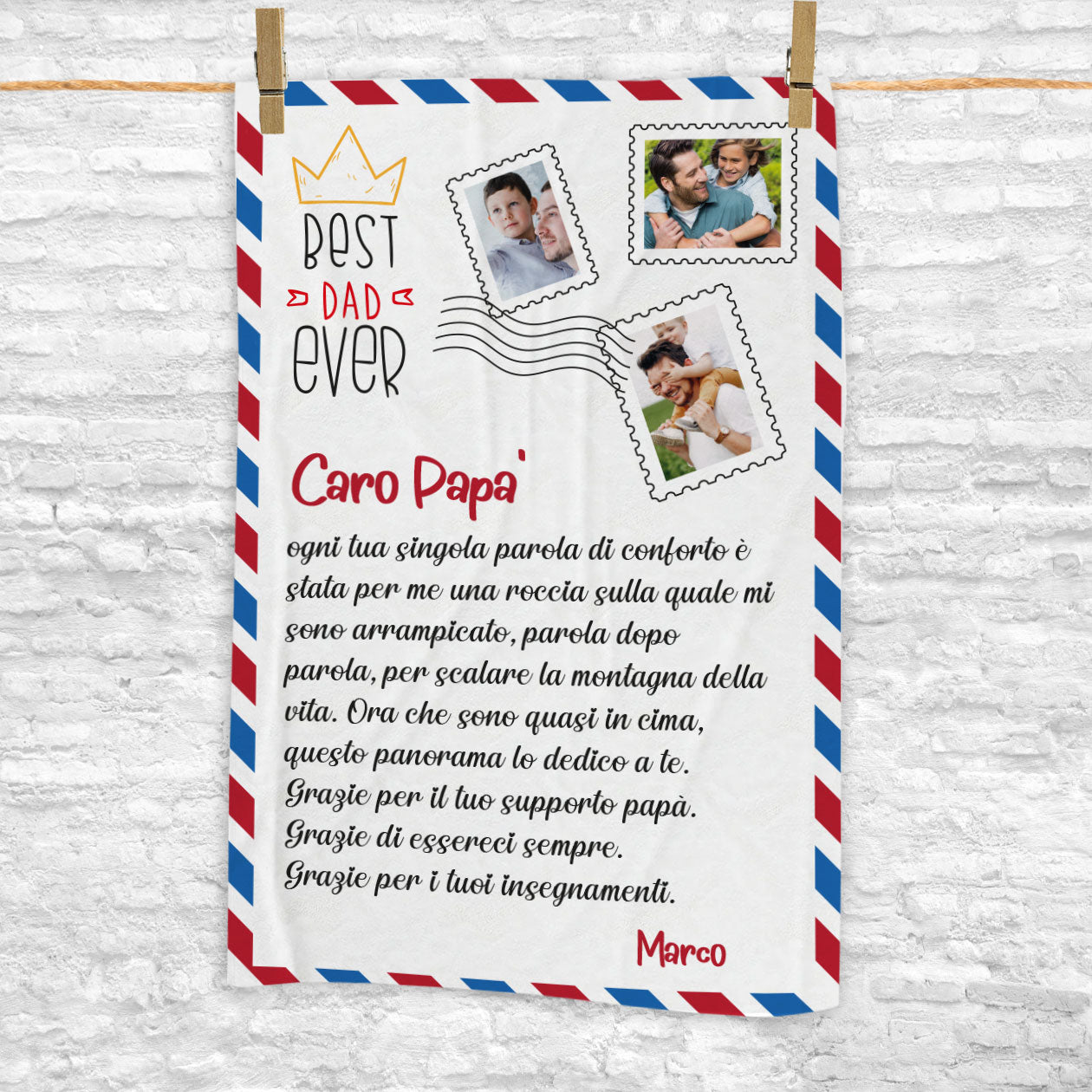 Best dad ever, caro papà - coperta Idea Regalo Festa del Papà - personalizzata con frase