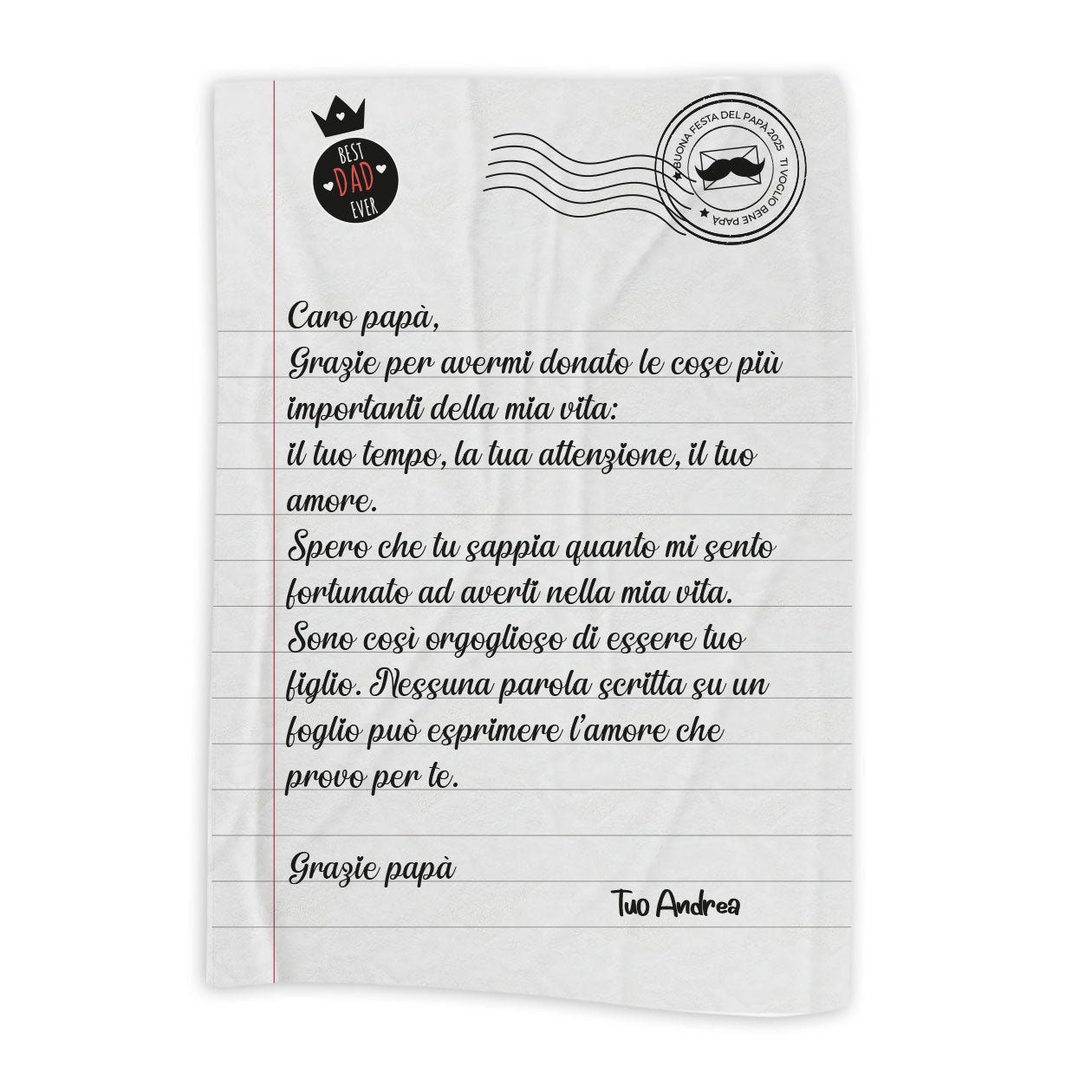 Caro papà - coperta Idea Regalo Festa del Papà - personalizzata con frase