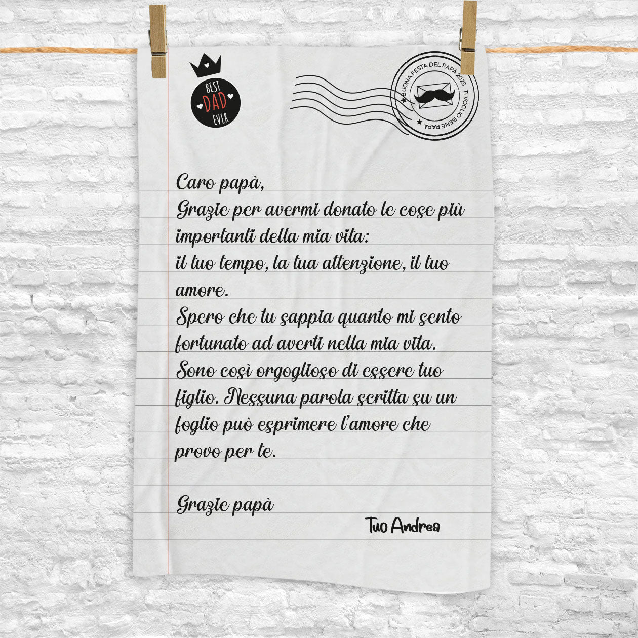 Caro papà - coperta Idea Regalo Festa del Papà - personalizzata con frase