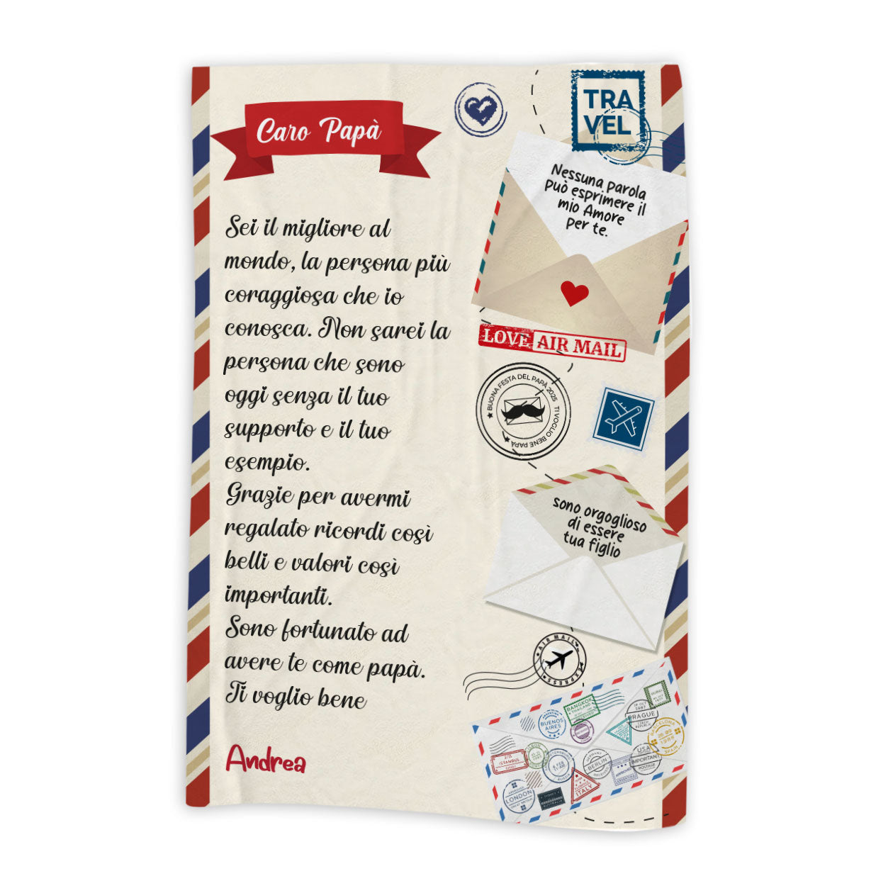 Lettera Caro papà - coperta Idea Regalo Festa del Papà - personalizzata con frase