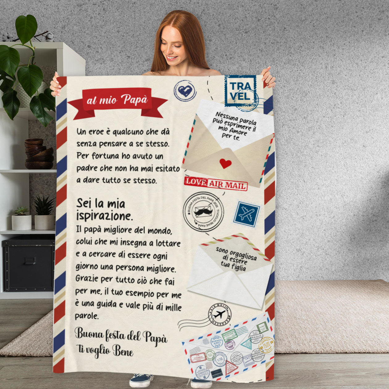 Lettera al mio Caro papà - coperta Idea Regalo Festa del Papà - personalizzata con frase
