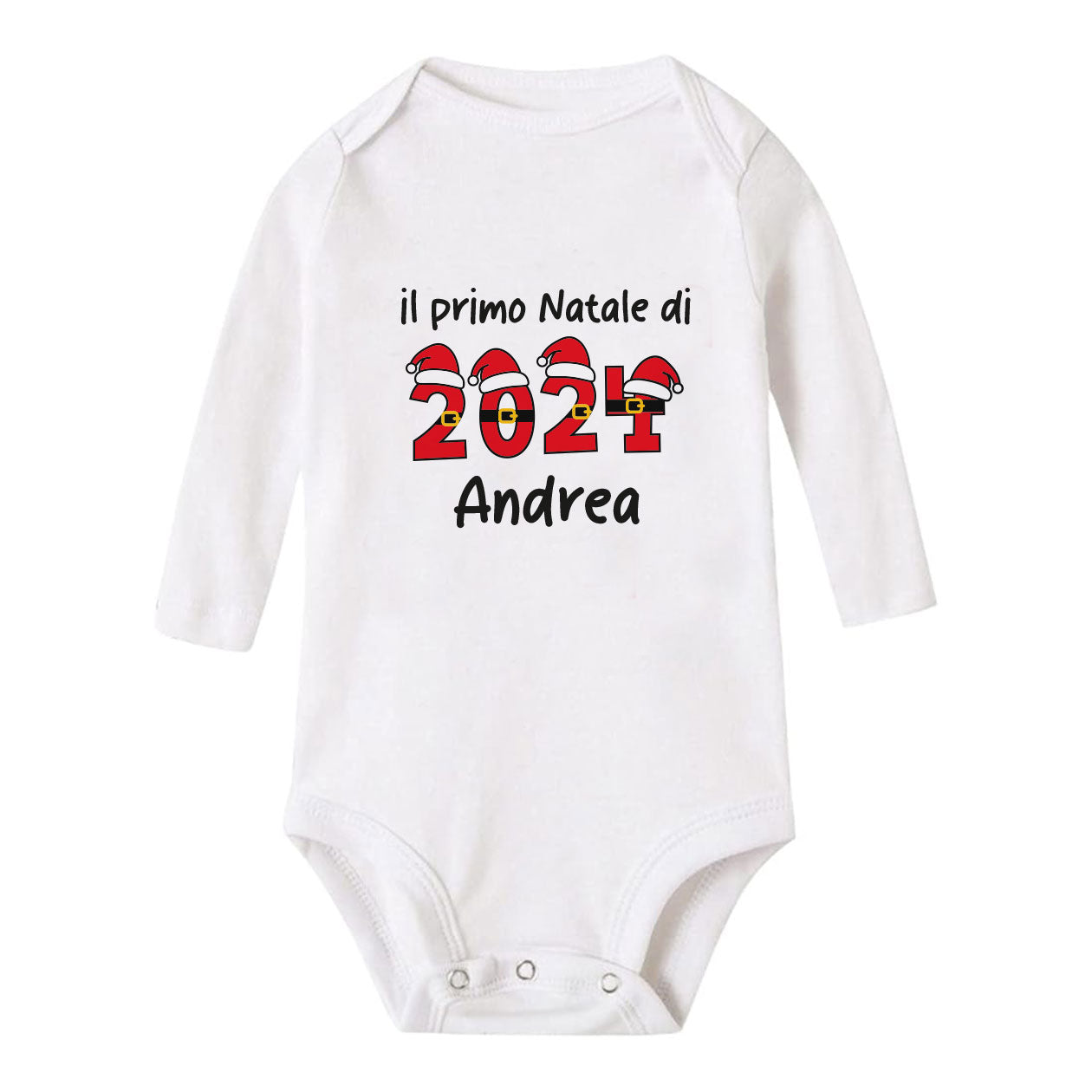 Il primo Natale di - Tutina neonato - body personalizzato con nome e anno