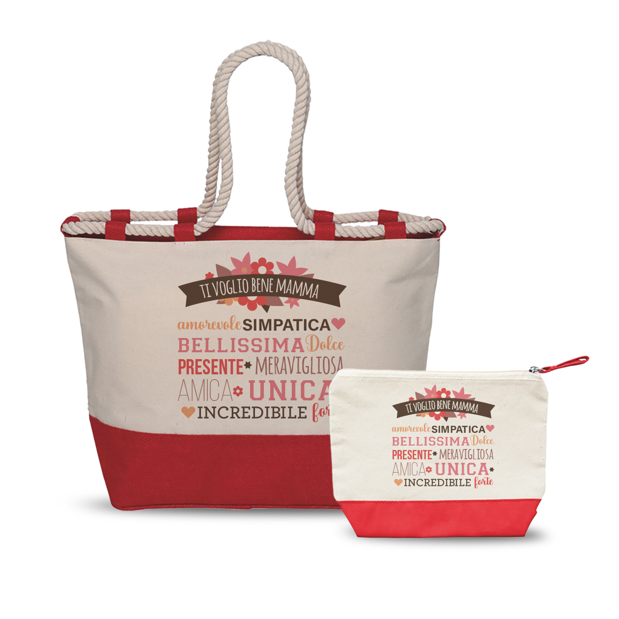 Ti vogio bene mamma - Combo: Borsa mare + Pochette