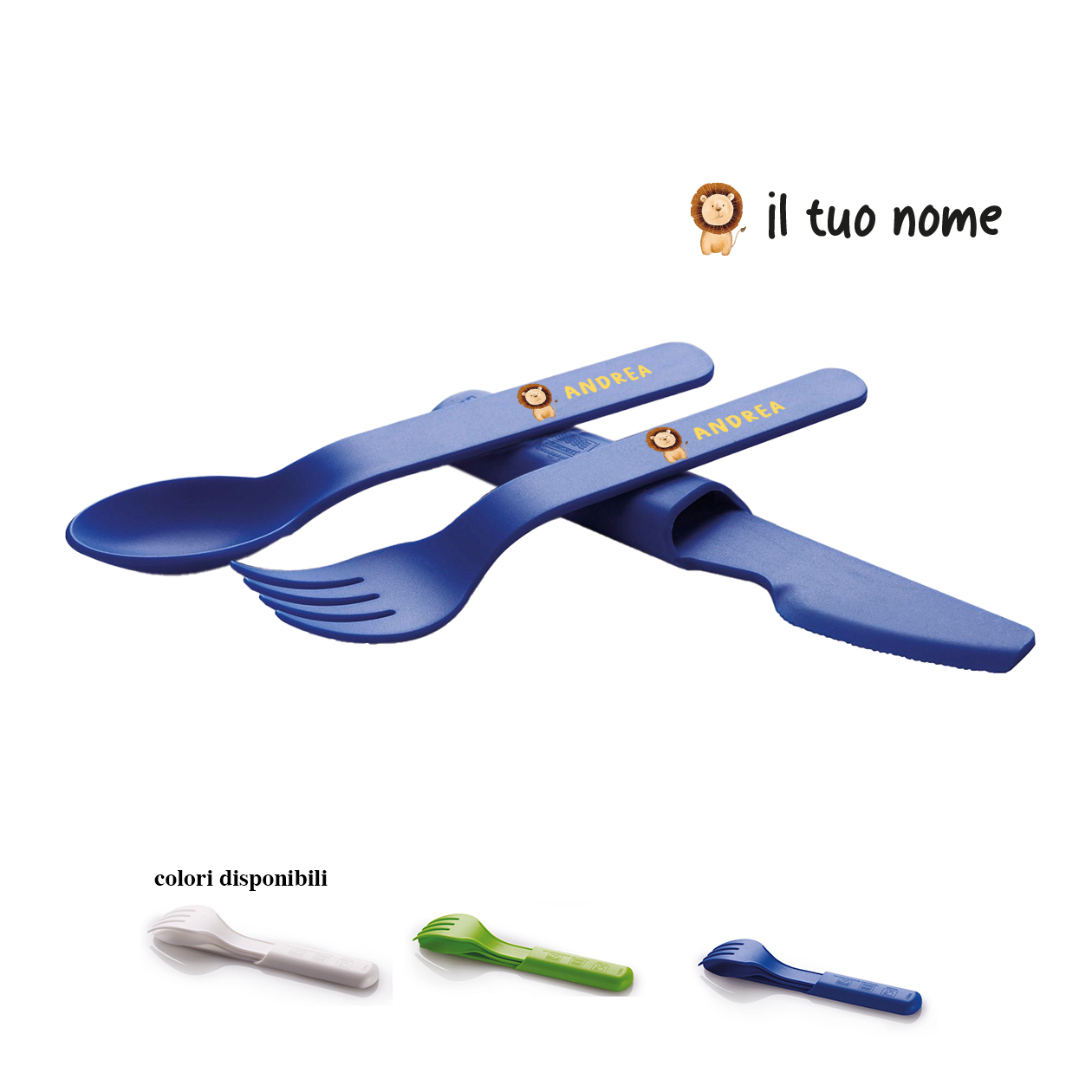 Baby Lyon - Posate in plastica - personalizzate con nome