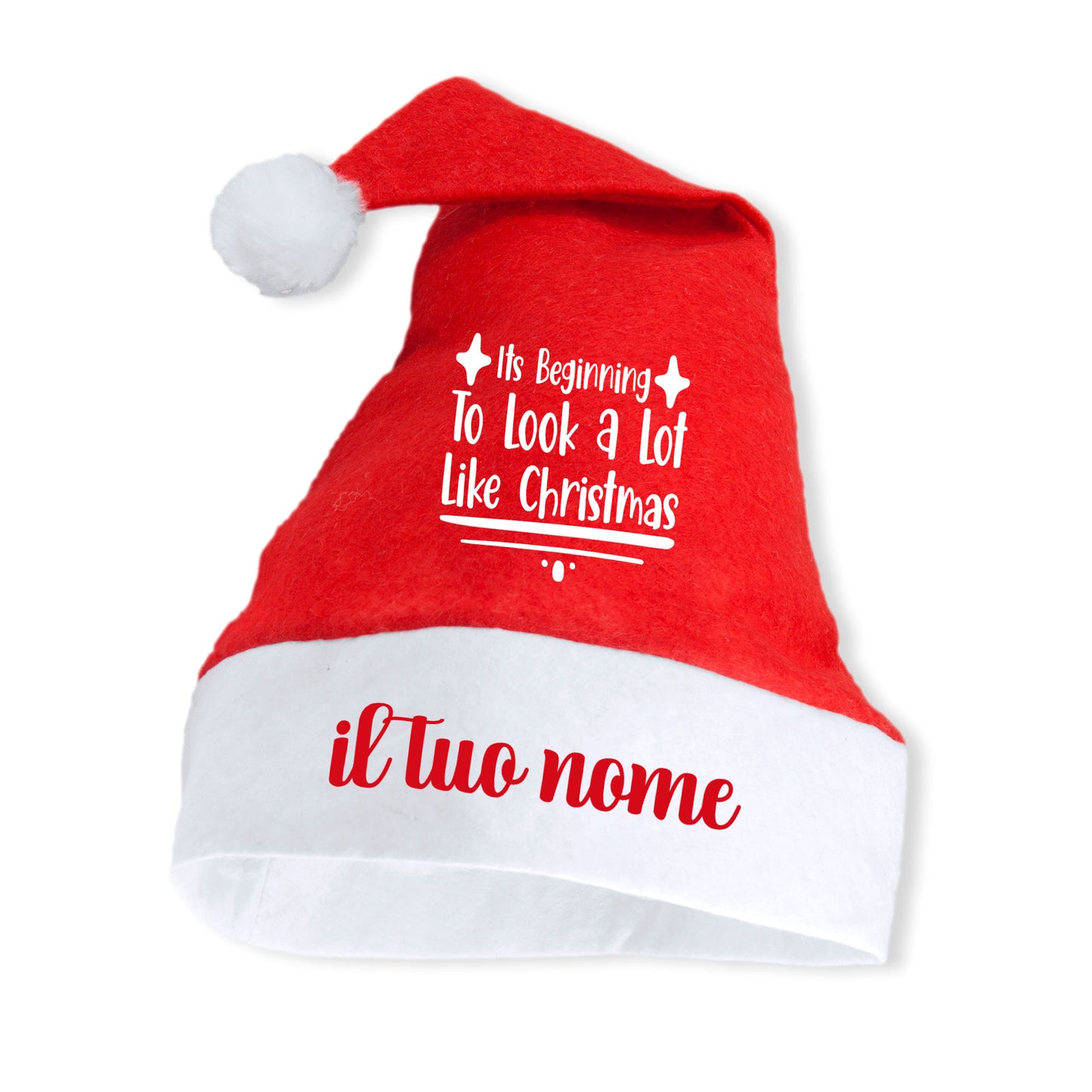 Like Christmas - Cappello da Babbo Natale - personalizzato con nome