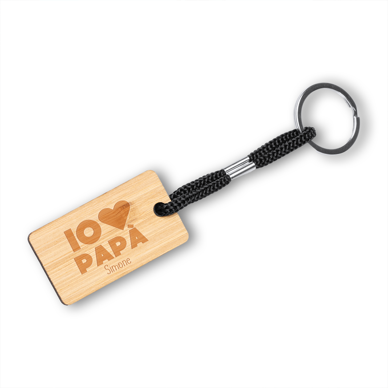 Io amo papà - Portachiavi in Legno personalizzato con Incisione