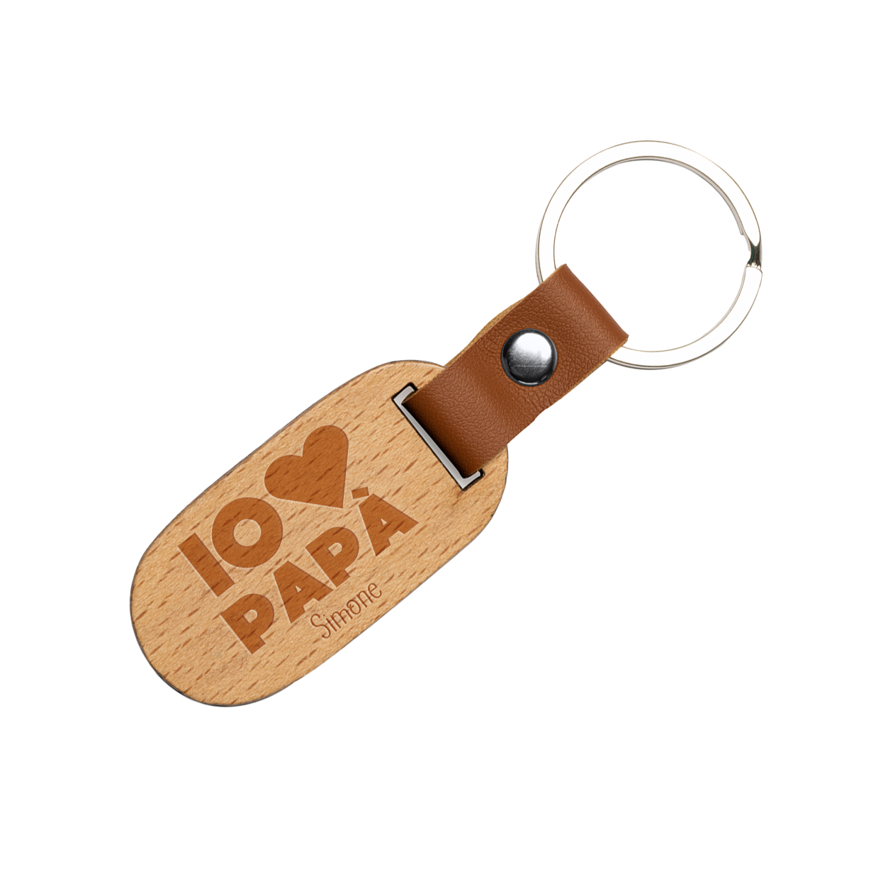 Io amo papà - Portachiavi in Legno personalizzato con Incisione