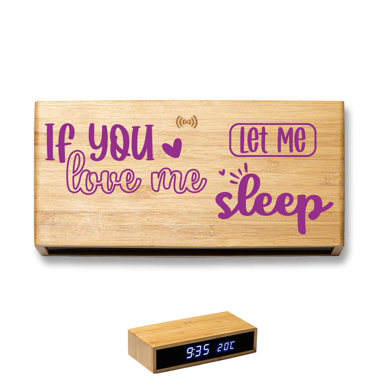Let me - Sveglia Digitale in Bambù con Orologio da Tavolo