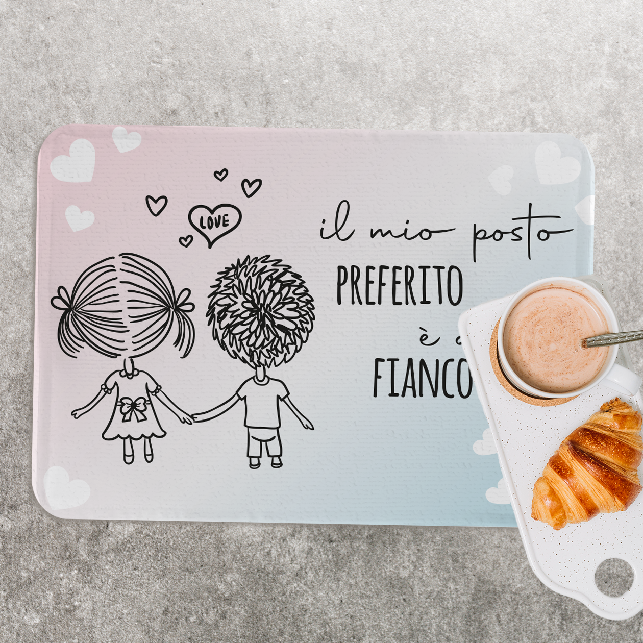 Love - Set di 4 Tovagliette in tessuto lavabile - personalizzata con nomi