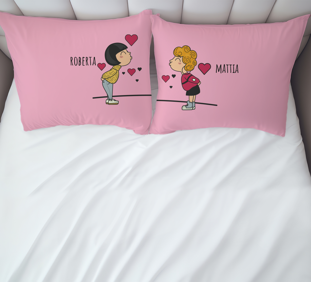 Love heart - Coppia Federe Personalizzate con nomi