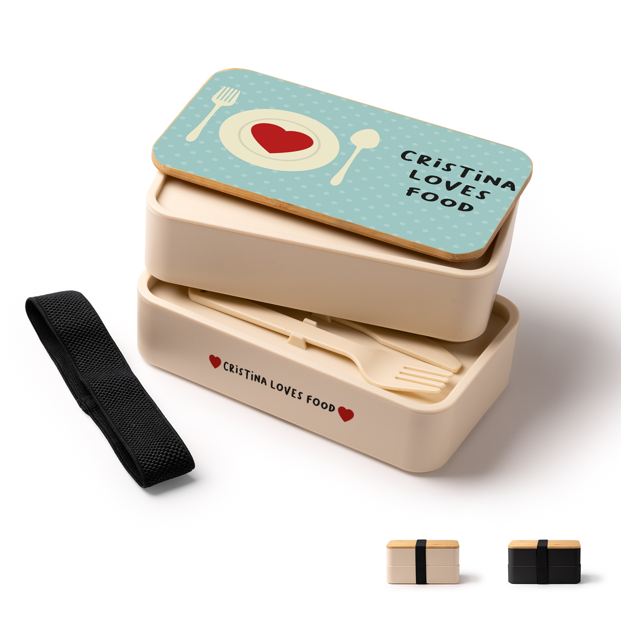 Loves food - Scatola per il pranzo - personalizzato con nome